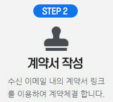 스텝2 계약서작성 수신이메일 내의 계약서링크를 이용하여 계약체결합니다